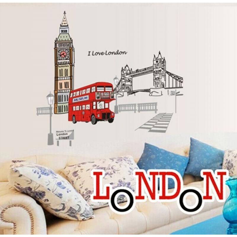 ウォールステッカー London STREET 壁紙 シール 賃貸OK はがせる 剥がせる DIY 模様替え  ロンドン イギリス 英国 タワーブリッジ ビッグベン クロックタワ… | ブランド登録なし