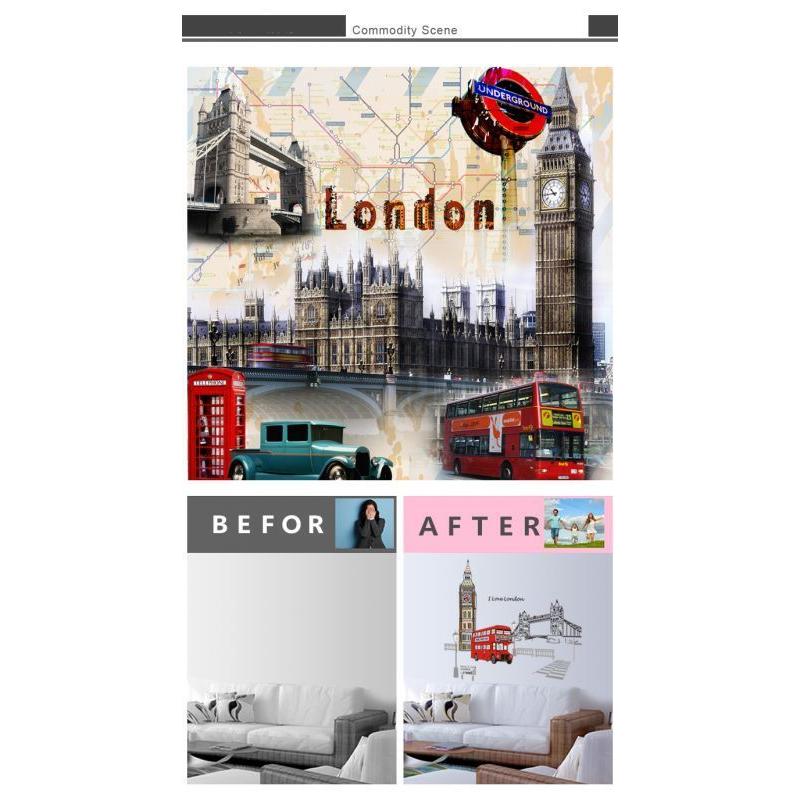 ウォールステッカー London STREET 壁紙 シール 賃貸OK はがせる 剥がせる DIY 模様替え  ロンドン イギリス 英国 タワーブリッジ ビッグベン クロックタワ… | ブランド登録なし | 04