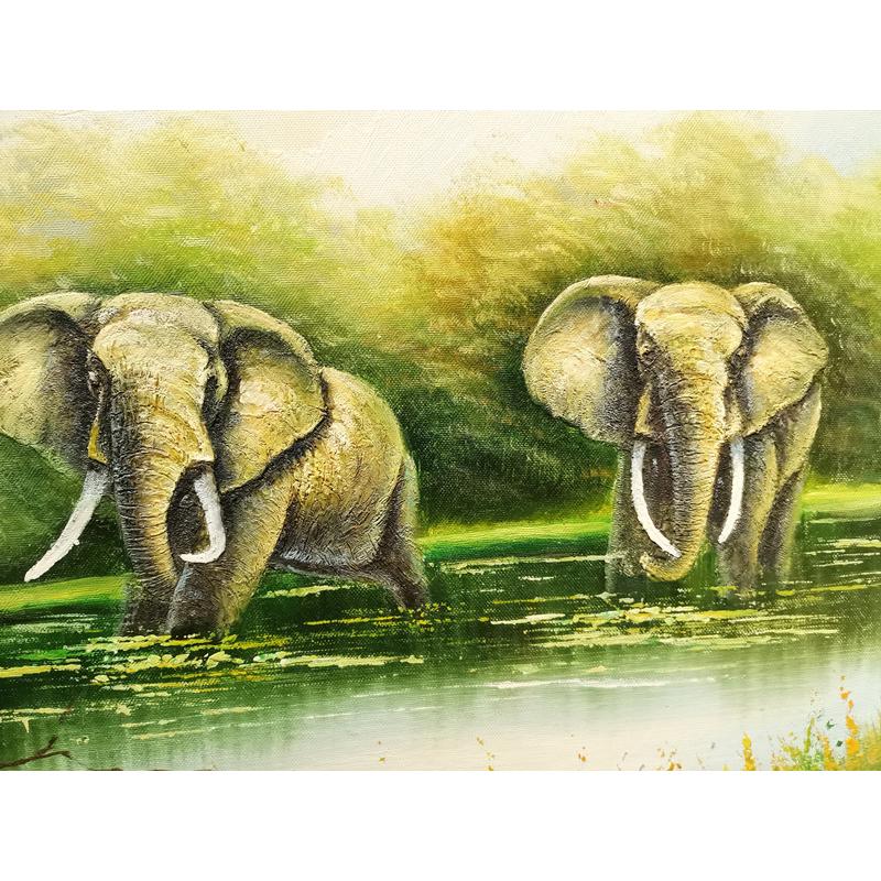 油絵手描き金箔縁起の良い象 油絵手描き金箔縁起の良い象S47 油絵 象 絵画