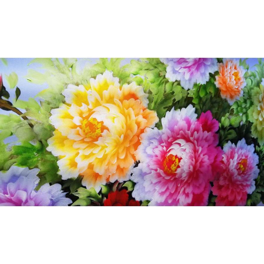 開運油絵 富貴牡丹 プロ画家手描き 木枠張り絵画 120×60cm 洋画 
