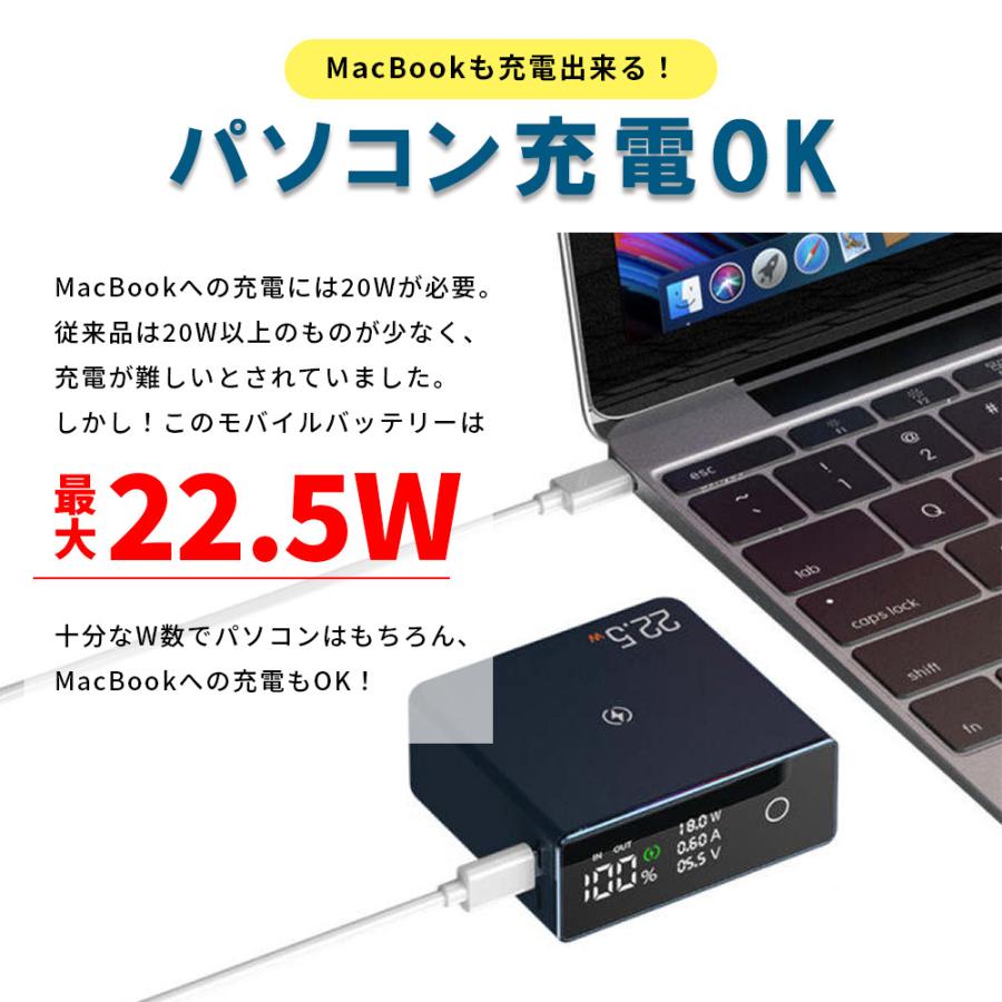 モバイルバッテリー 大容量 20000mah ワイヤレス magsafe 小型 iPhone おすすめ ランキング 電熱ベスト MagSafe パススルー neon公式｜3r-store｜09