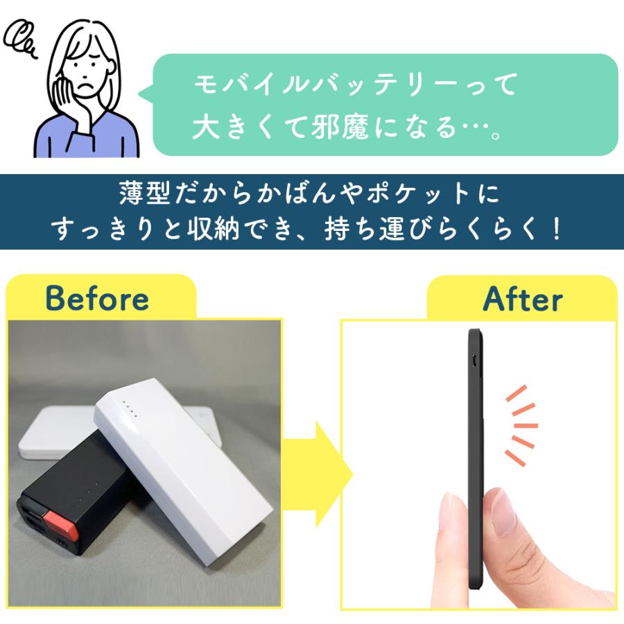 超薄型 モバイルバッテリー 大容量 10000mah 小型 薄型 軽量 軽い qi ワイヤレス充電器 ワイヤレス 充電 ケーブル lightning 急速 neon公式｜3r-store｜03