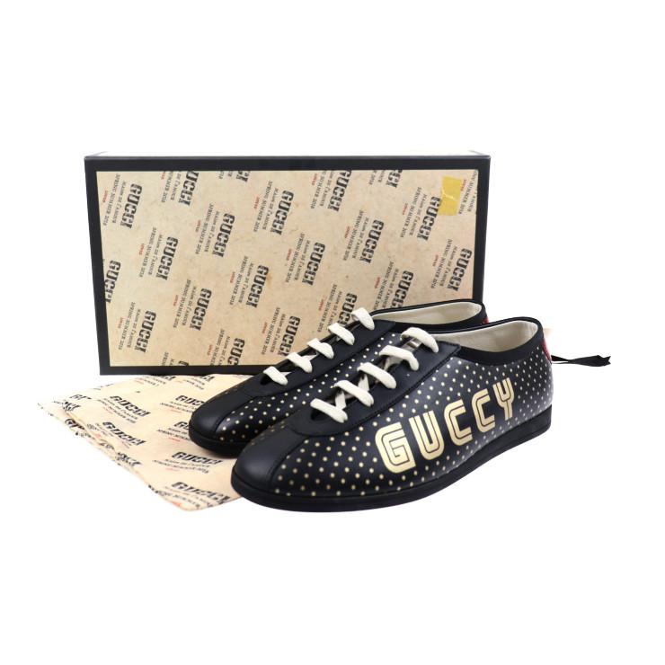 GUCCI 新品未使用展示品 グッチ 519723 スニーカー レザー ブラック 