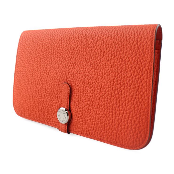 新品未使用展示品 HERMES エルメス ドゴンGM 二つ折り長財布 069682CK-AA X刻印 トゴ オレンジポピー ローズキャンディ【本物保証】｜3rboutipue｜01