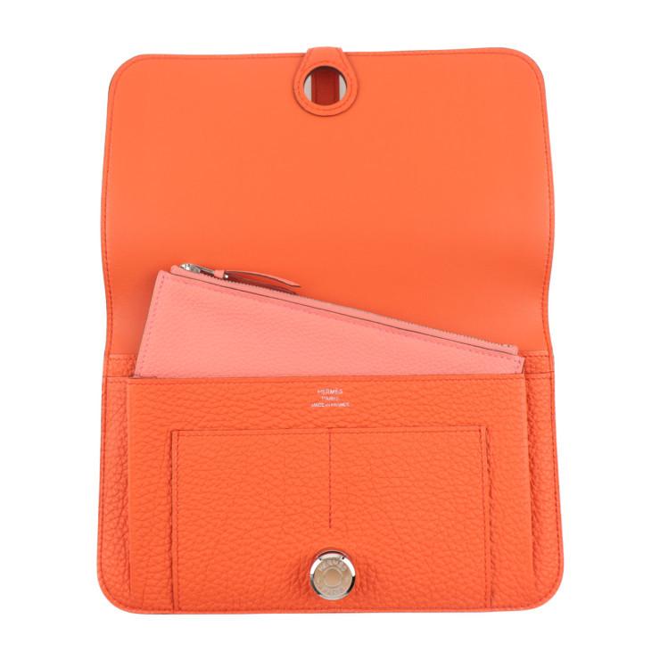 新品未使用展示品 HERMES エルメス ドゴンGM 二つ折り長財布 069682CK-AA X刻印 トゴ オレンジポピー ローズキャンディ【本物保証】｜3rboutipue｜03