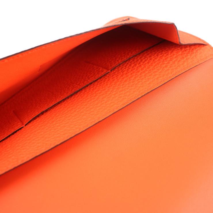 新品未使用展示品 HERMES エルメス ドゴンGM 二つ折り長財布 069682CK-AA X刻印 トゴ オレンジポピー ローズキャンディ【本物保証】｜3rboutipue｜04