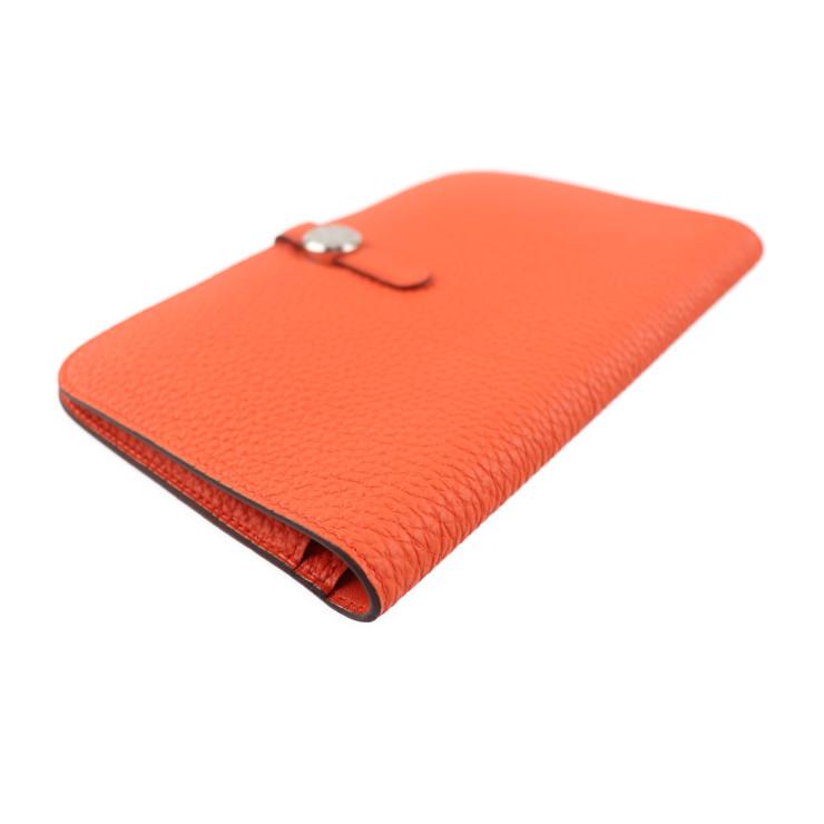 新品未使用展示品 HERMES エルメス ドゴンGM 二つ折り長財布 069682CK-AA X刻印 トゴ オレンジポピー ローズキャンディ【本物保証】｜3rboutipue｜06