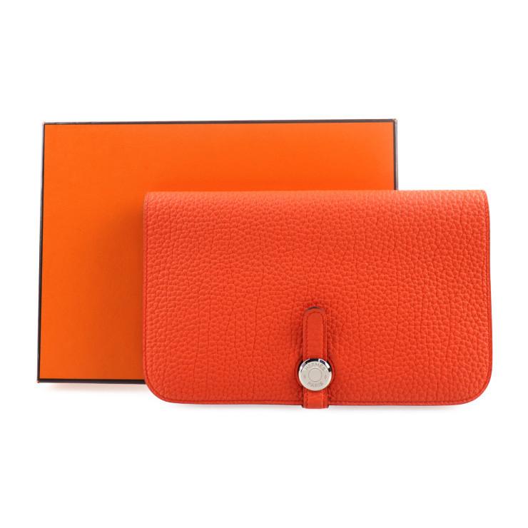 新品未使用展示品 HERMES エルメス ドゴンGM 二つ折り長財布 069682CK-AA X刻印 トゴ オレンジポピー ローズキャンディ【本物保証】｜3rboutipue｜08