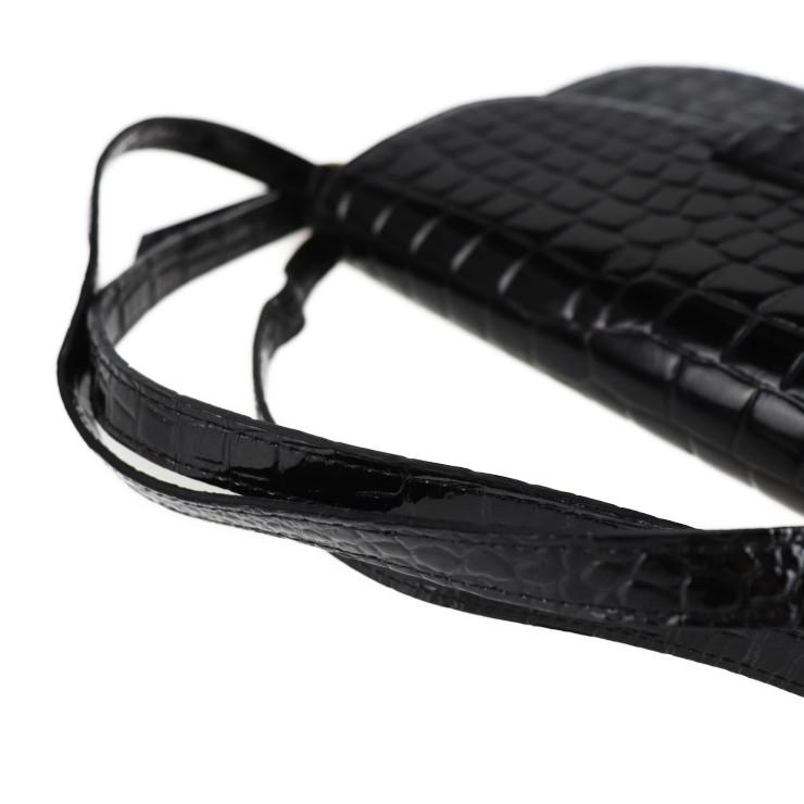 YSL イヴ サンローラン ショルダーバッグ クロコ型押し レザー ブラック ゴールド金具 2WAY ハンドバッグ 【本物保証】_6