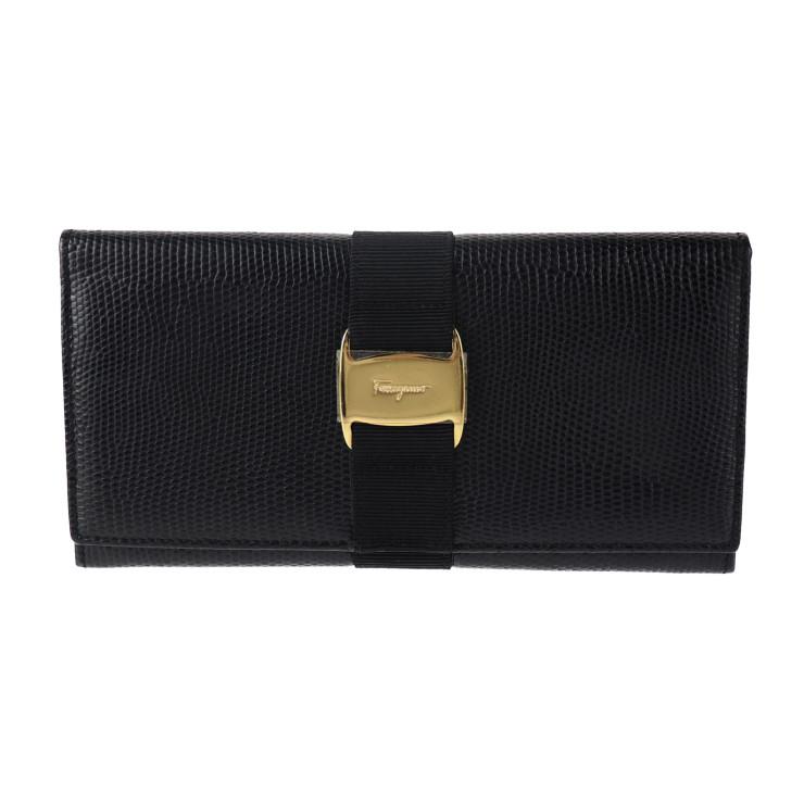美品 サルヴァトーレ フェラガモ ヴァラ 長財布 22 3059 レザー ブラック ゴールド金具 リザード型押し 二つ折り財布【本物保証】 :2003073001053:3R boutipue - 通販 - Yahoo!ショッピング