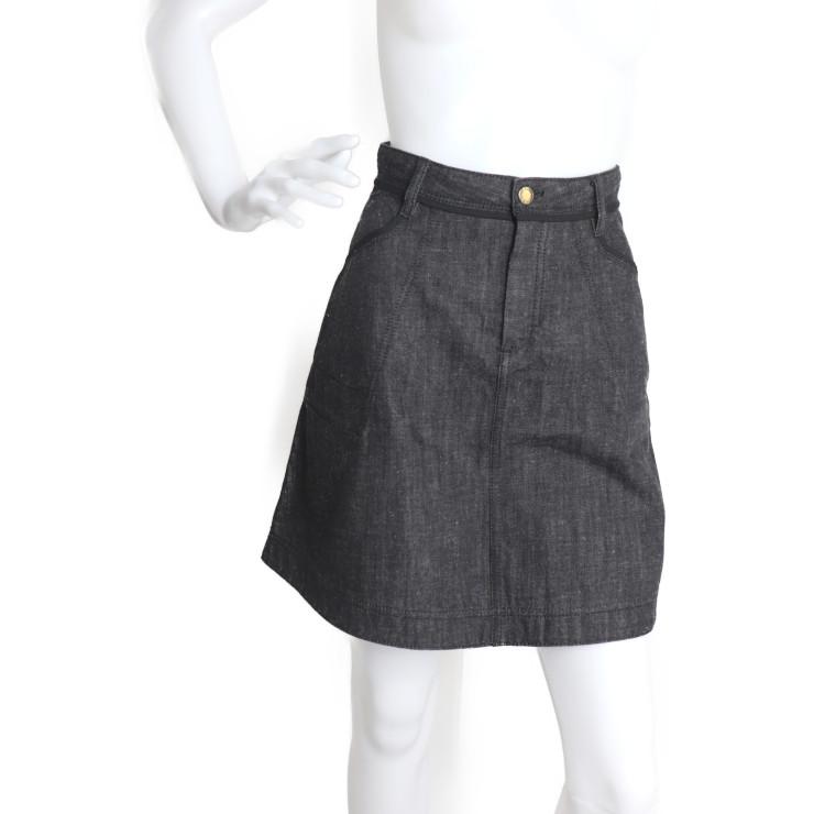 美品 LOUIS VUITTON ルイ ヴィトン デニムスカート RW112W WTSK01R3L スカート 表記サイズ 34 コットン ブラック ビトン【本物保証】 LOUIS VUITTON（ルイ・ヴィトン） 美品 ルイ ヴィトン デニムスカート