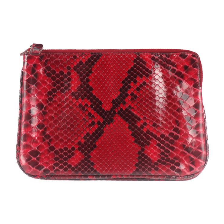 CELINE 美品 セリーヌ トリオ - クラッチバッグ パイソン レッド 