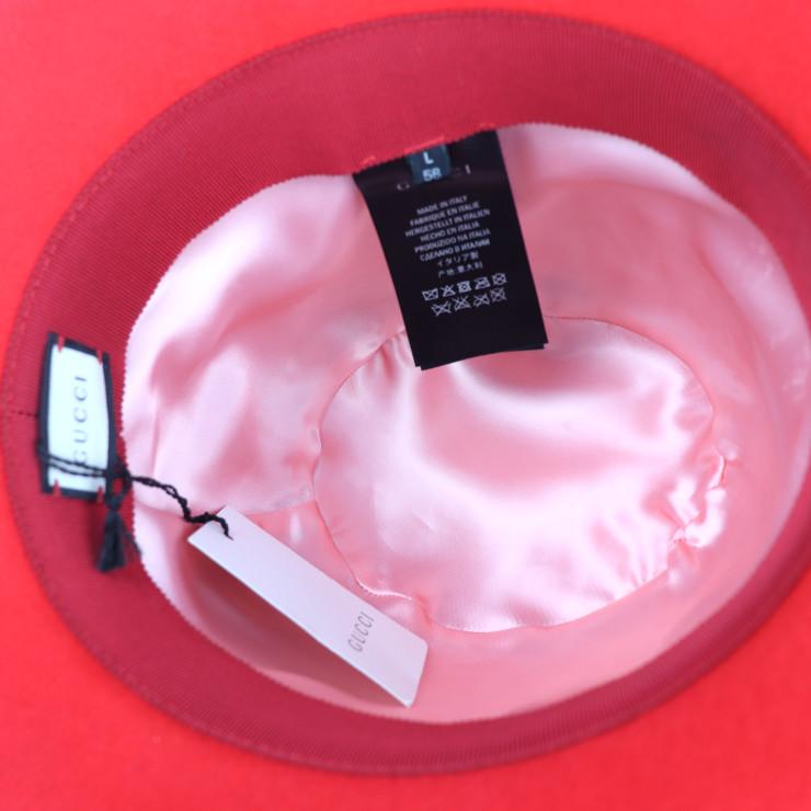 新品未使用展示品 GUCCI グッチ 444015 L 58 ハット ウール レッド 