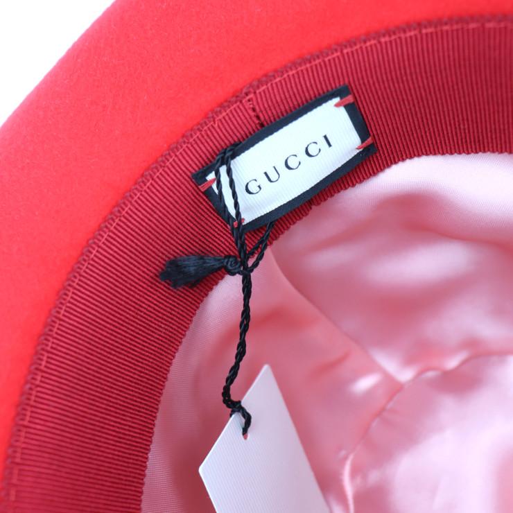 新品未使用展示品 GUCCI グッチ 444015 L 58 ハット ウール レッド 