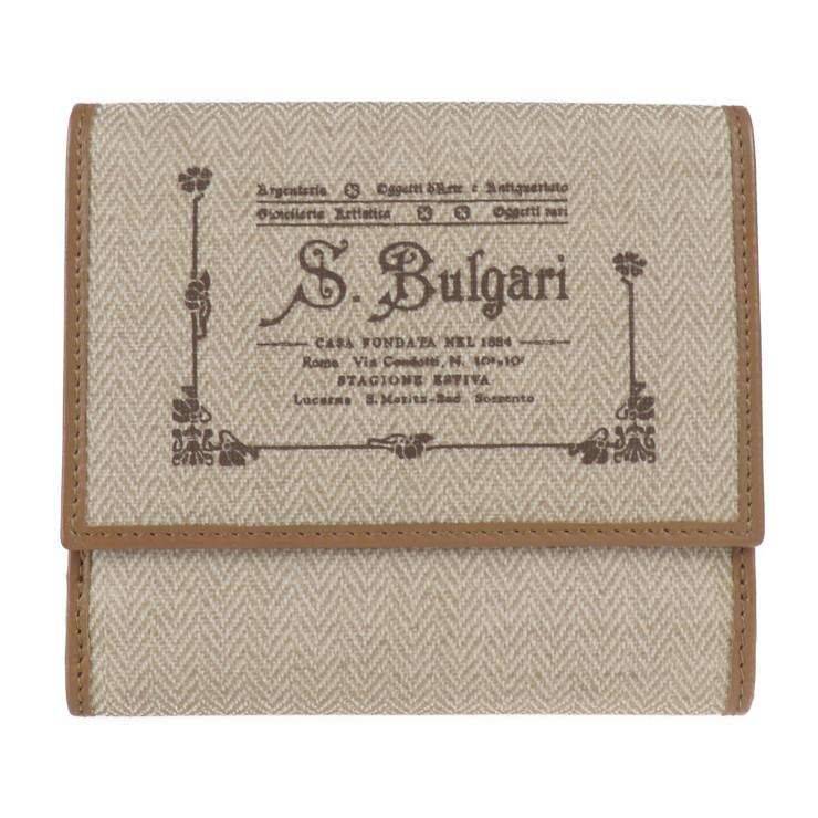 超美品 BVLGARI ブルガリ コレツィオーネ 二つ折り財布 キャンバス レザー ベージュ ブラウン Wホック【本物保証】  :2010123007259:3R boutipue - 通販 - Yahoo!ショッピング