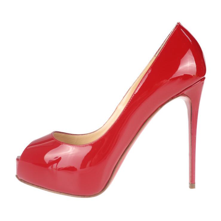 新品未使用展示品 Christian Louboutin クリスチャンルブタン ヒール オープン トゥ パンプス エナメル 赤 21cm 表記サイズ 34 本物保証 3r Boutipue 通販 Yahoo ショッピング