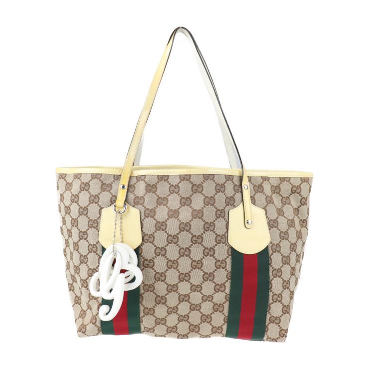 GUCCI 美品 グッチ シェリーライン 211971 トートバッグ キャンバス  