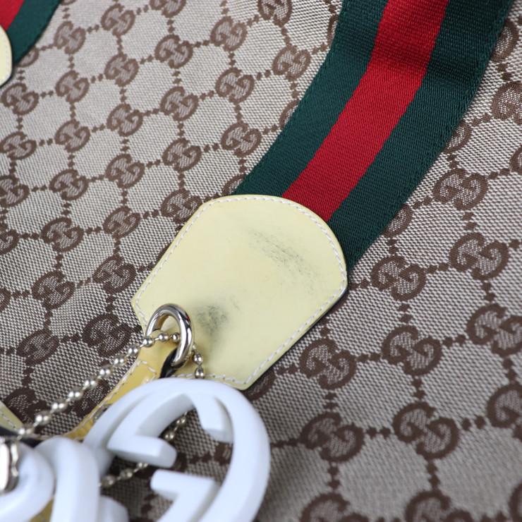 美品 Gucci グッチ シェリーライン トートバッグ キャンバス エナメル ベージュ 本物保証 3r Boutipue 通販 Yahoo ショッピング