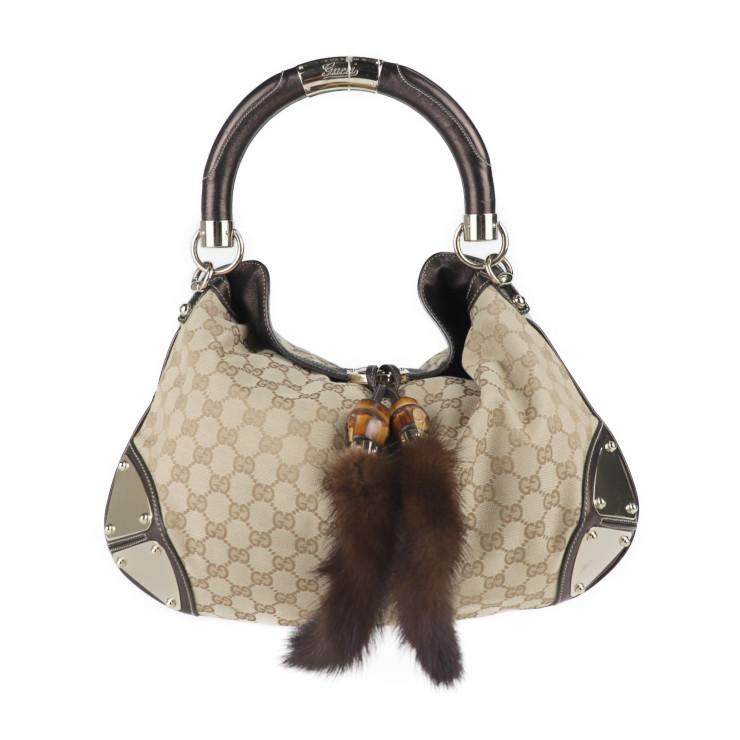 GUCCI 美品 グッチ 185791 ショルダーバッグ レザー ベージュ ブロンズ 