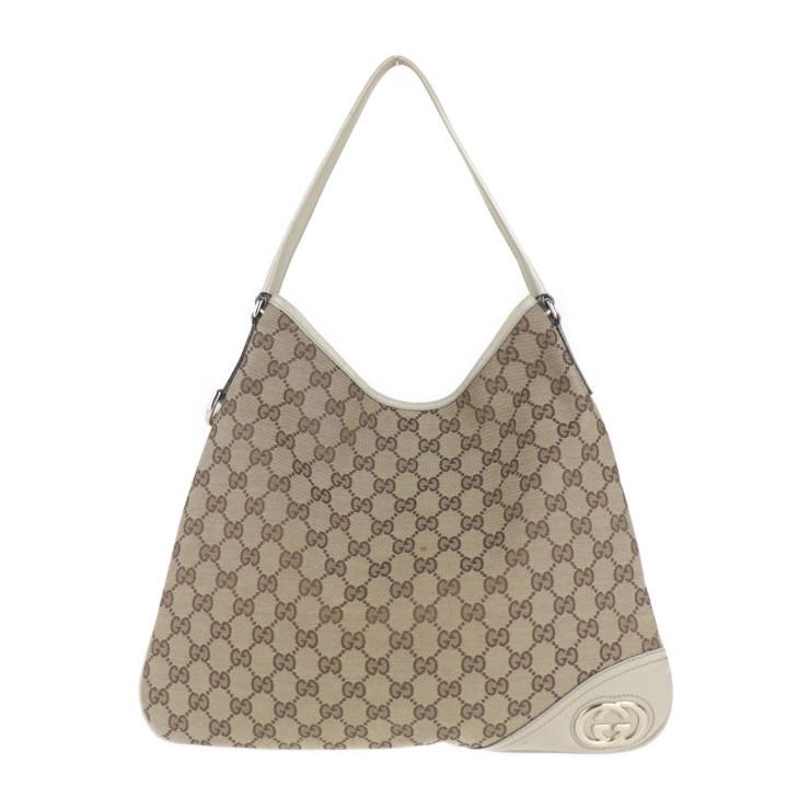GUCCI 美品 グッチ 169947 ショルダーバッグ GGキャンバス レザー 