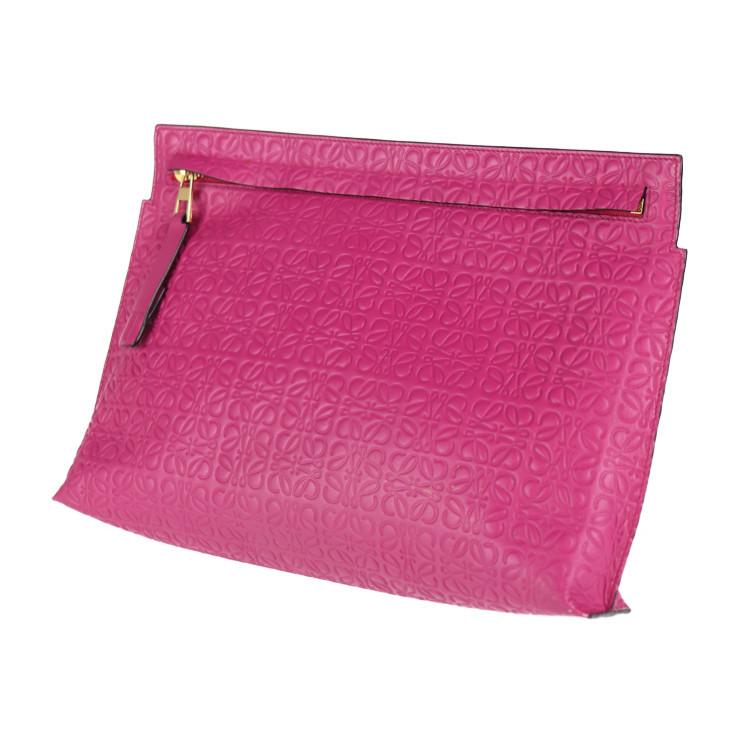 美品 LOEWE ロエベ Tポーチ リピートアナグラム 107.55.K05 クラッチ 