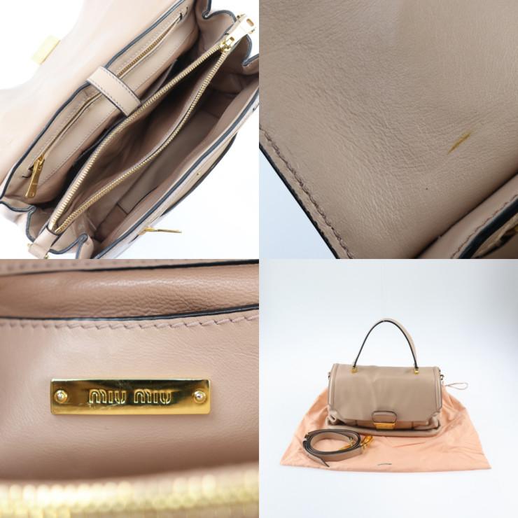 miu 美品 MIUMIU ミュウミュウ バッグ RN1079 ハンドバッグ レザー 