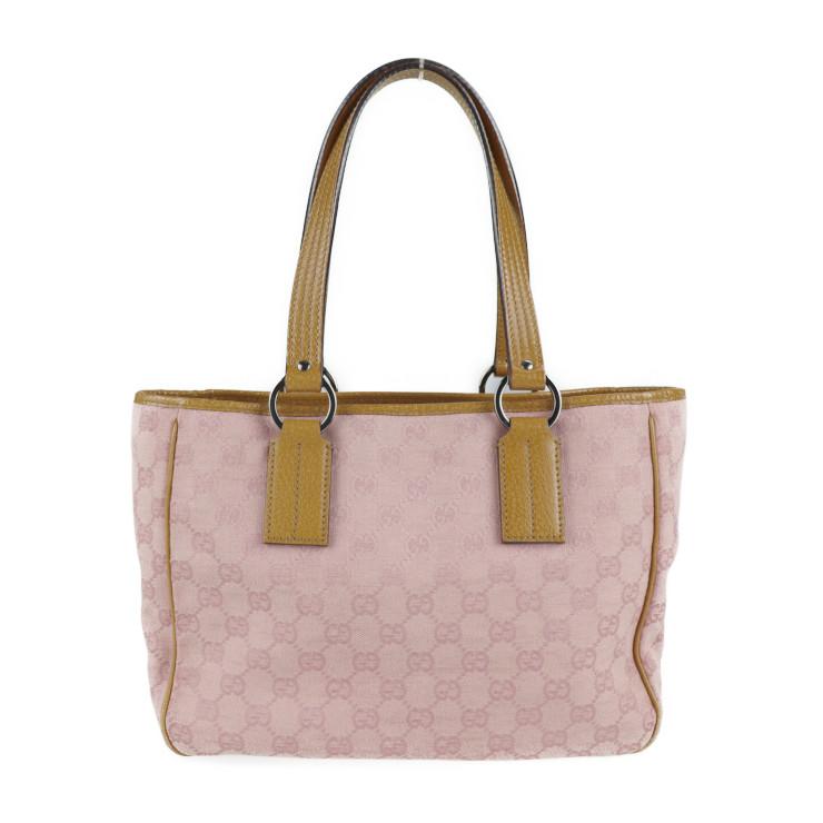GUCCI 美品 グッチ 113019 ハンドバッグ GGキャンバス レザー ピンク 