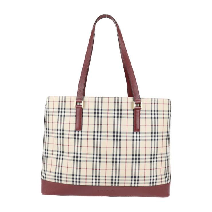 美品 BURBERRY バーバリー トートバッグ キャンバス レザー ベージュ 