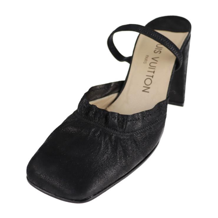 LOUIS VUITTON サンダル キャンバス レザー オープントゥ