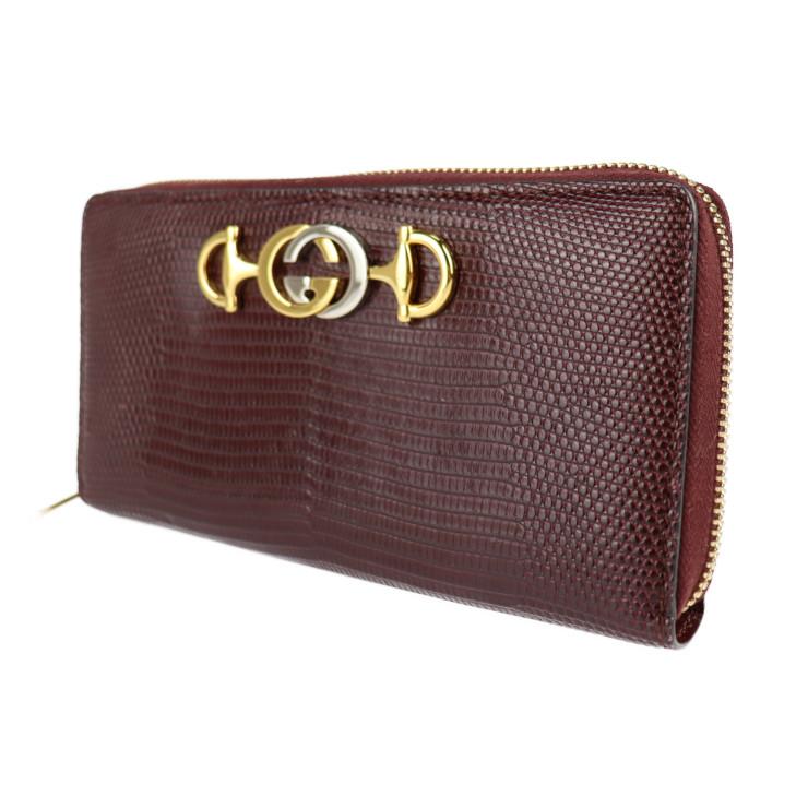 GUCCI（グッチ） 超美品 ズゥミ 570661 長財布 リザード ボルドー