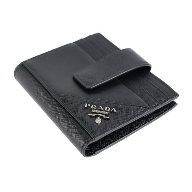 超美品 PRADA プラダ 2MC066 二つ折り財布 サフィアーノレザー NERO 
