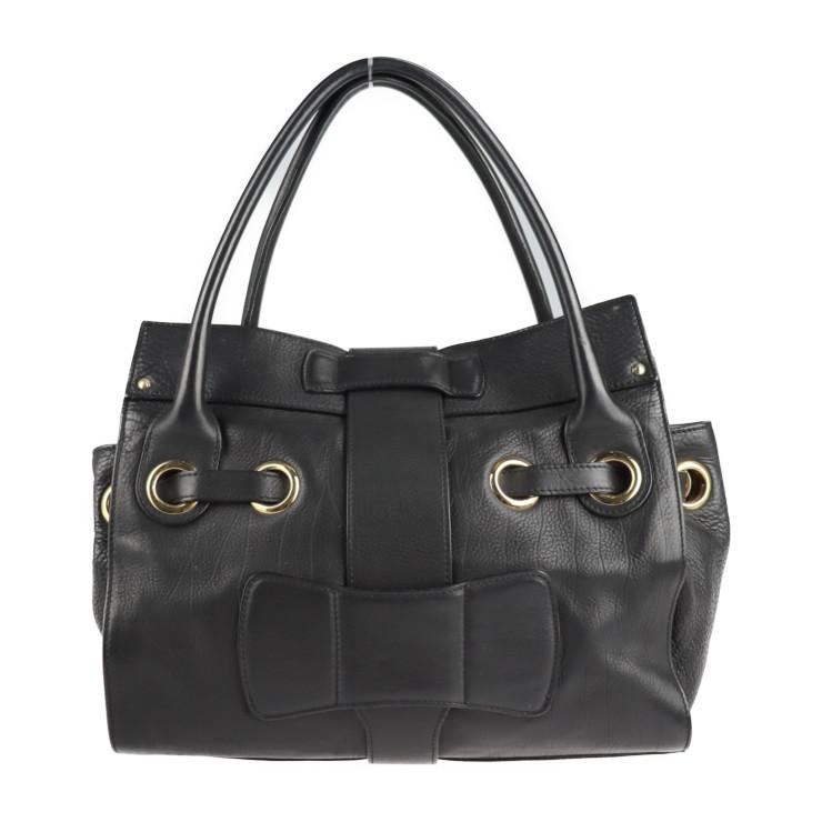 JIMMY CHOO ジミーチュウ ラモナ ハンドバッグ レザー ブラック  