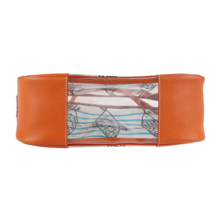 超美品 PRADA プラダ BR3020 トートバッグ レザー ビニール オレンジ  