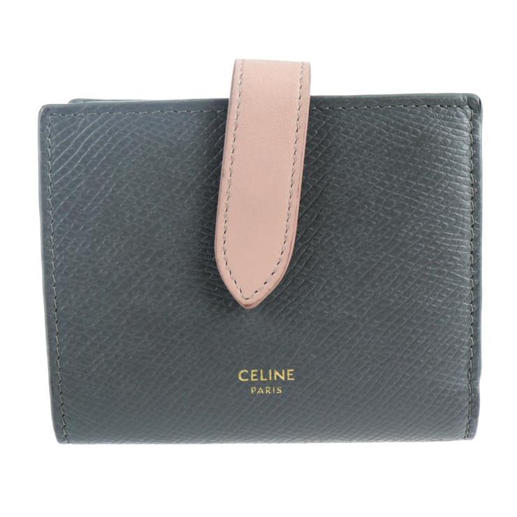 美品 CELINE セリーヌ スモール ストラップウォレット 10H263 二つ折り 