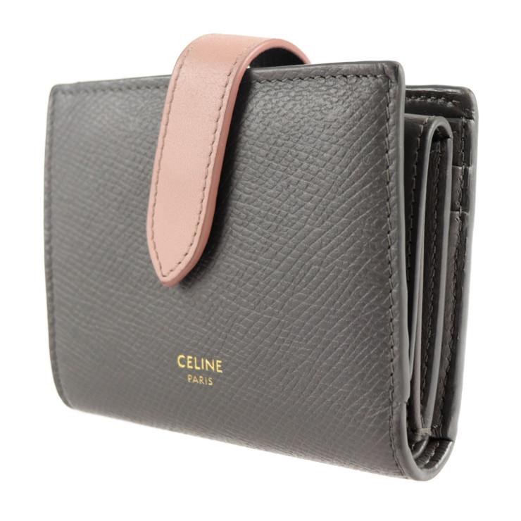 美品 CELINE セリーヌ スモール ストラップウォレット 10H263 二つ折り 