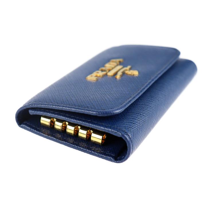 PRADA 美品 プラダ 4連 キーケース 1PG004 サフィアーノレザー BLUETTE 