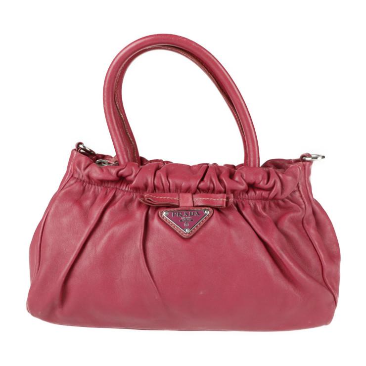 PRADA プラダ BN1677 ショルダーバッグ レザー フューシャ系 シルバー 