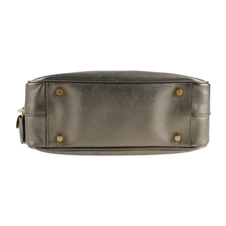 PRADA 美品 プラダ サフィアーノ BN1113 ハンドバッグ レザー PIOMBO 