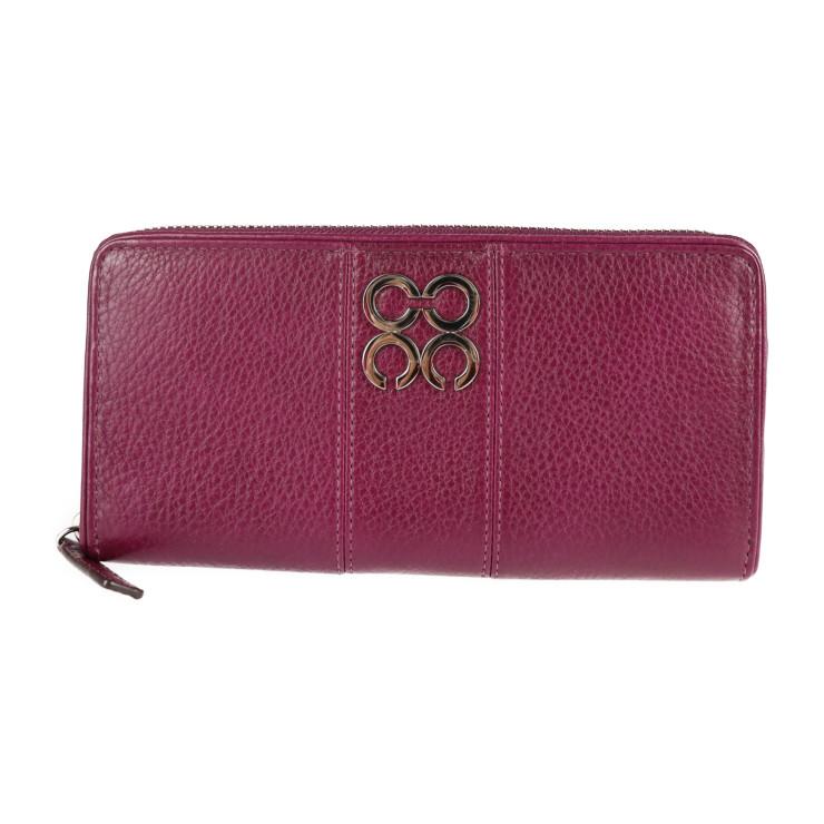 COACH 超美品 コーチ オプアート F43806 長財布 レザー パープル系 