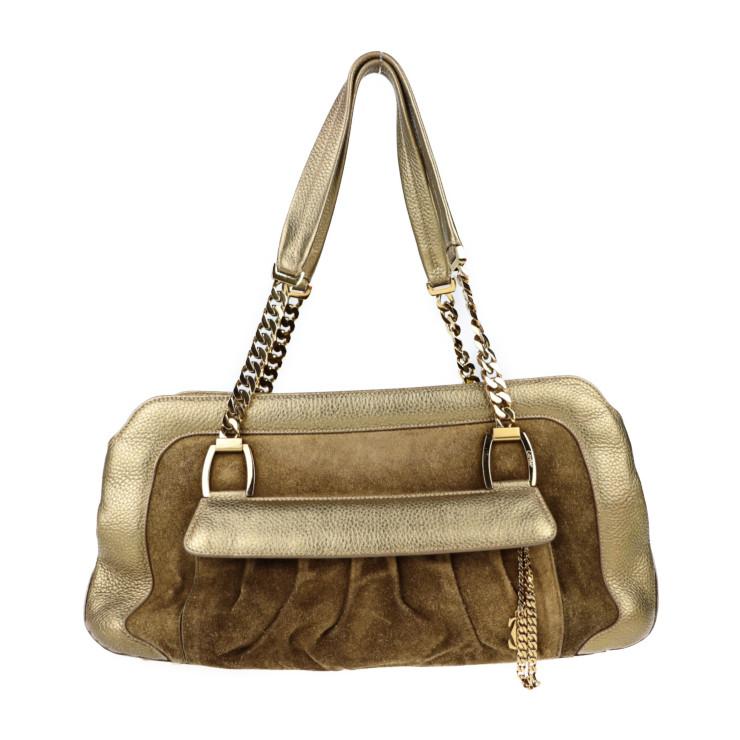 美品 CARTIER カルティエ ラドーニャ L1000804 ショルダーバッグ スウェード レザー ゴールド系 スエード チェーン【本物保証】 Cartier（カルティエ） 美品 ラドーニャ L1000804 ショルダーバッグ