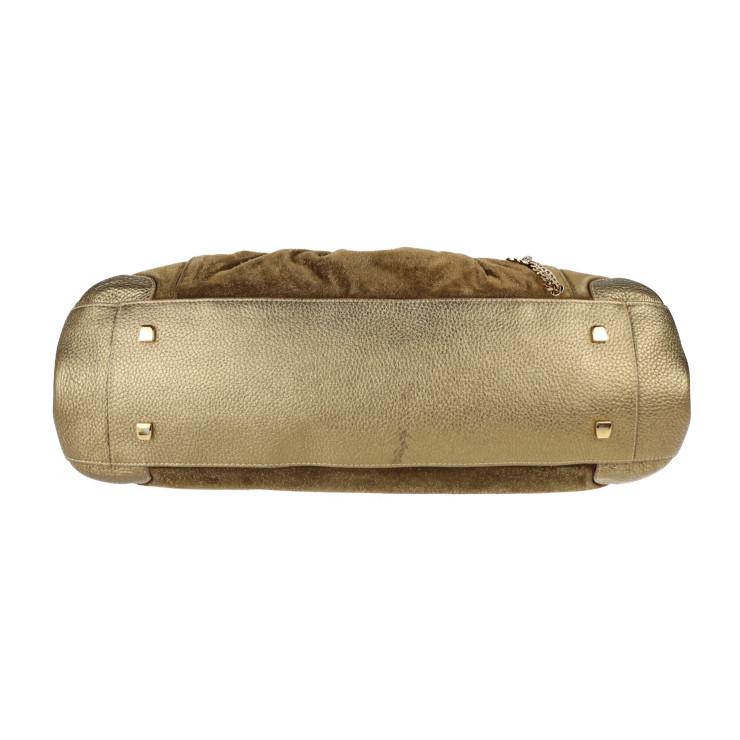 CARTIER カルティエ ラドーニャ  ショルダーバッグ L1000804 スウェード レザー  ゴールド系 ゴールド金具  スエード チェーン 【本物保証】 Cartier（カルティエ） 美品 ラドーニャ L1000804 ショルダーバッグ