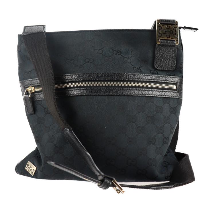 GUCCI 美品 グッチ 145809 ショルダーバッグ GGキャンバス レザー 