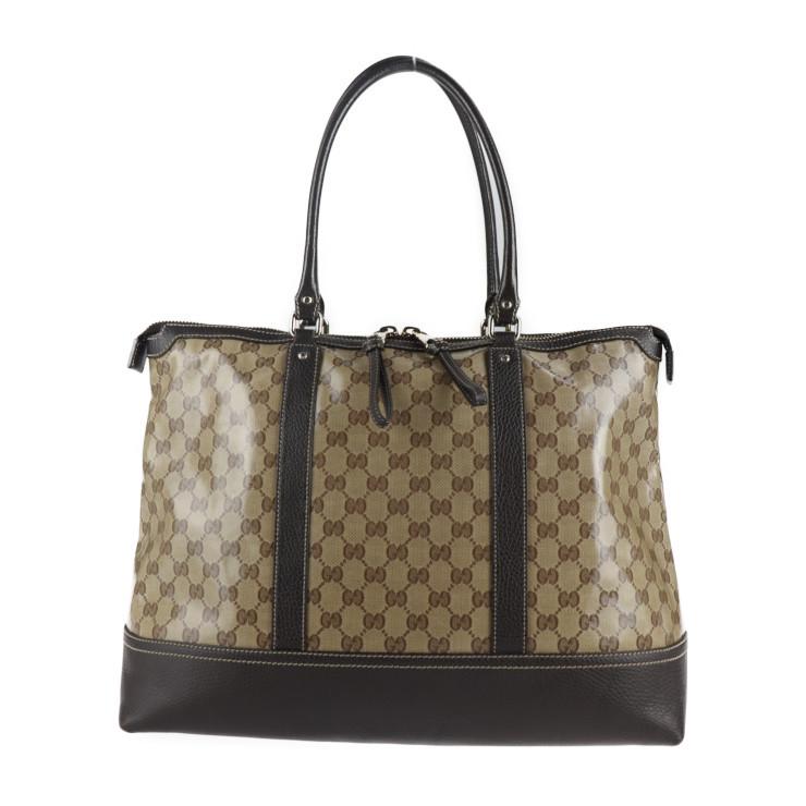 GUCCI 美品 グッチ GGクリスタル 327793 トートバッグ PVCコーティング 