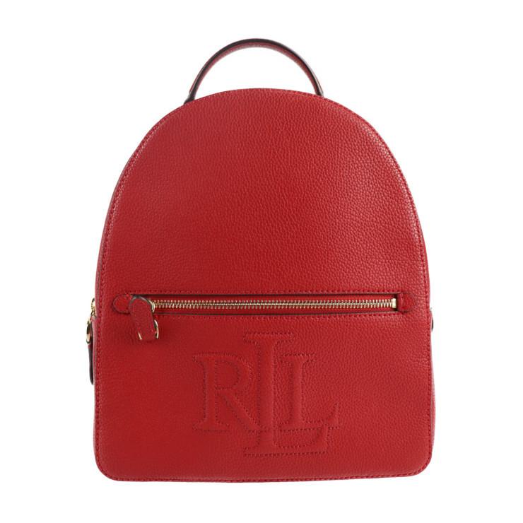 超美品 LAUREN RALPH LAUREN ローレンラルフローレン リュック・デイパック レザー レッド ゴールド金具 バックパック【本物