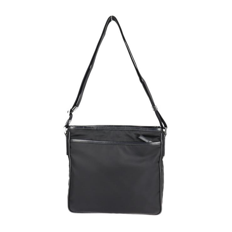 PRADA 美品 プラダ 2VH797 ショルダーバッグ ナイロン レザー ブラック 