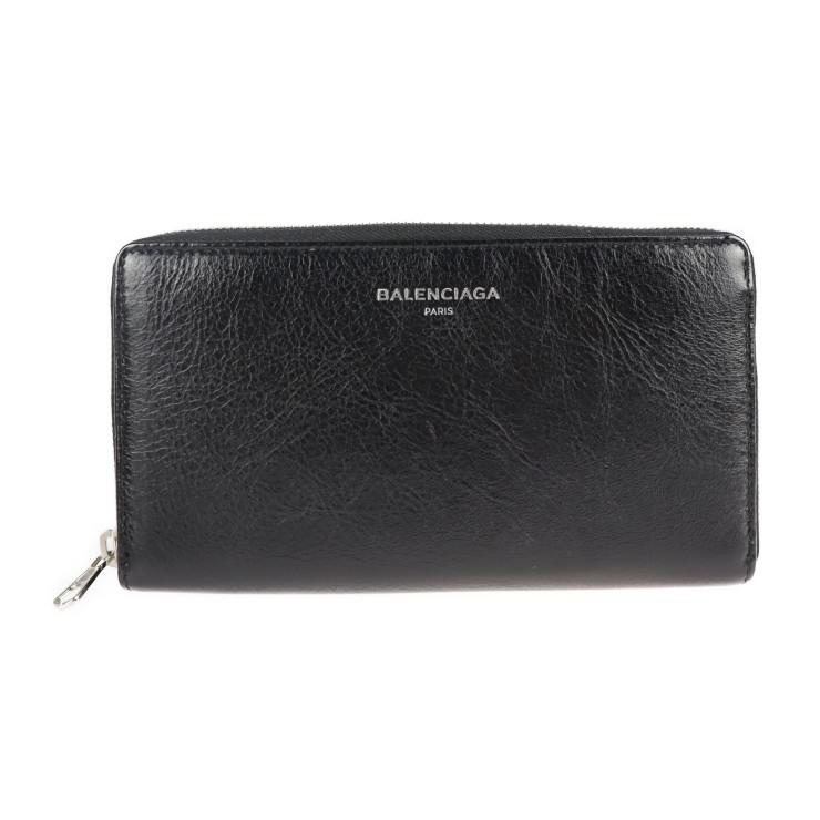 新品未使用展示品 BALENCIAGA バレンシアガ 519641 CU50N 1000 長財布 レザー ブラック ラウンドファスナー【本物保証】｜3rboutipue