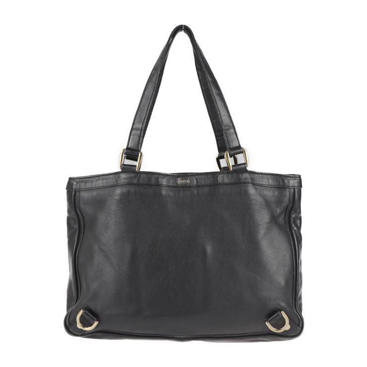 GUCCI グッチ アビー 170004 ハンドバッグ レザー ブラック ゴールド 