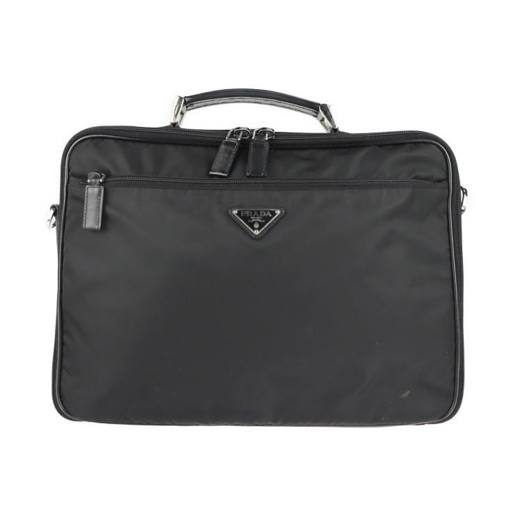 PRADA 美品 プラダ V147S ビジネスバッグ ナイロン レザー ブラック 