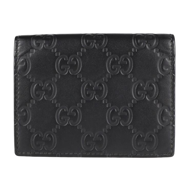 超美品 GUCCI グッチ 406694 カードケース レザー ブラック グッチシマ  