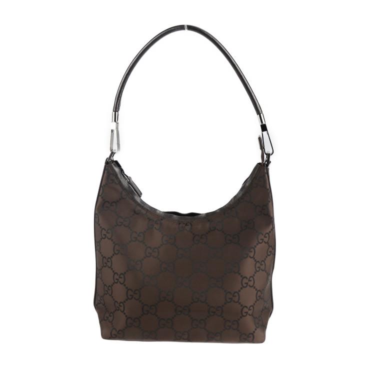 美品 GUCCI グッチ 28335 ショルダーバッグ GGナイロン レザー ダーク 